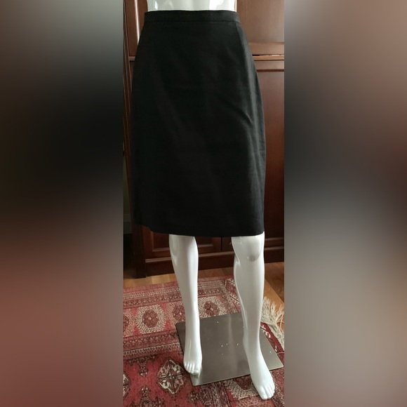 Black 100% linen mini pencil skirt over the knee Eur 44 US 10-12 - Picture 3 of 12